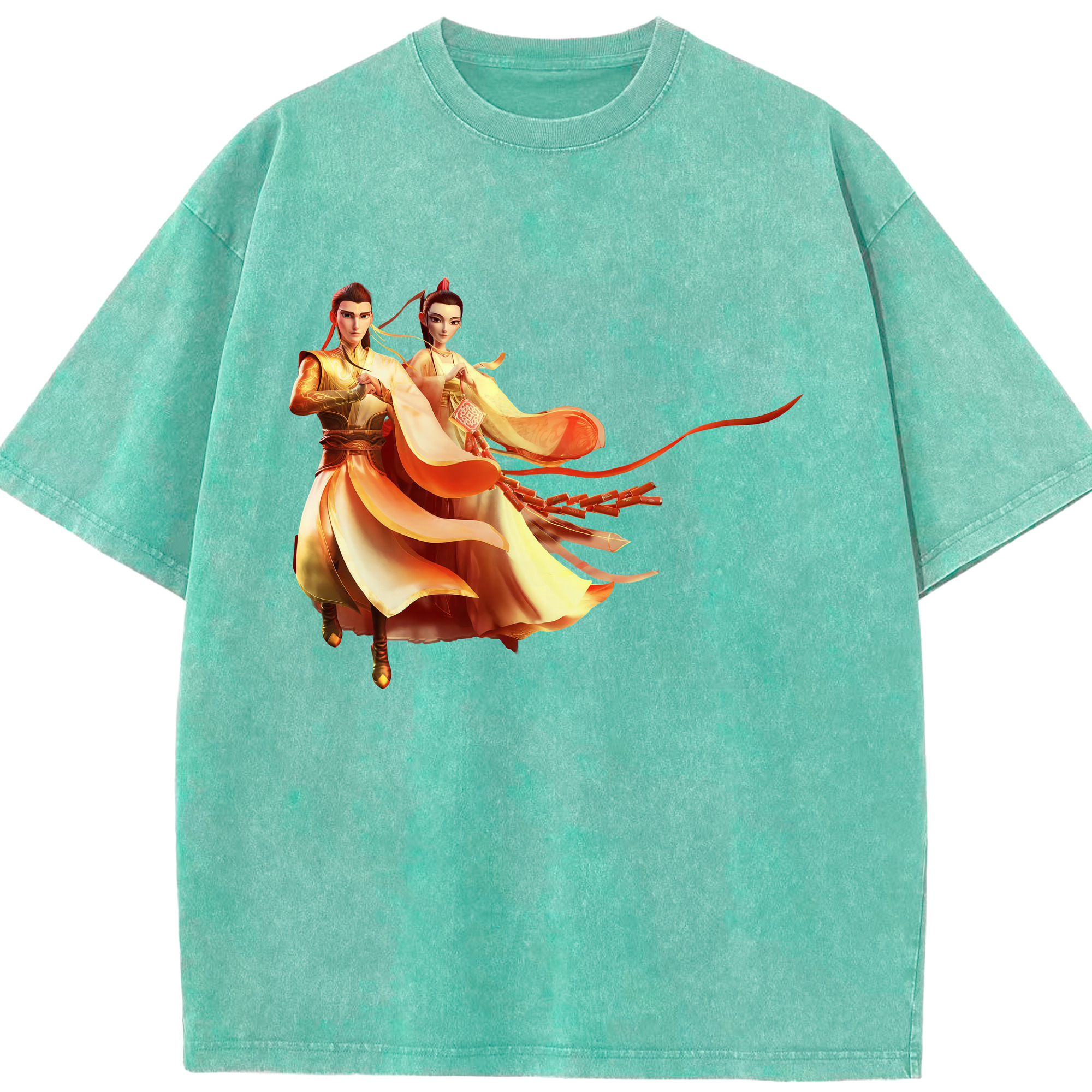 （画像用） Ne Zha 2 ナタ 魔童の大暴れ 綿100% ヴィンテージ風 半袖Tシャツ（フロントプリント）